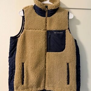 Columbia Kids Tan and Navy Fleece Vest